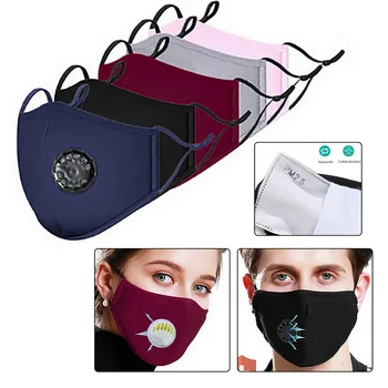 

In Stock! 5pcs Mask Washable Reusable PM2.5 Mouth Respirator Masks Cotton Breath Valve Unisex Mouth Muffle Red