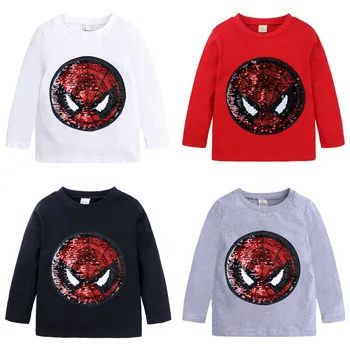 

boys long sleeve tops boys and girls spring autumn new style long-sleeved cotton color-changing sequined T-shirt