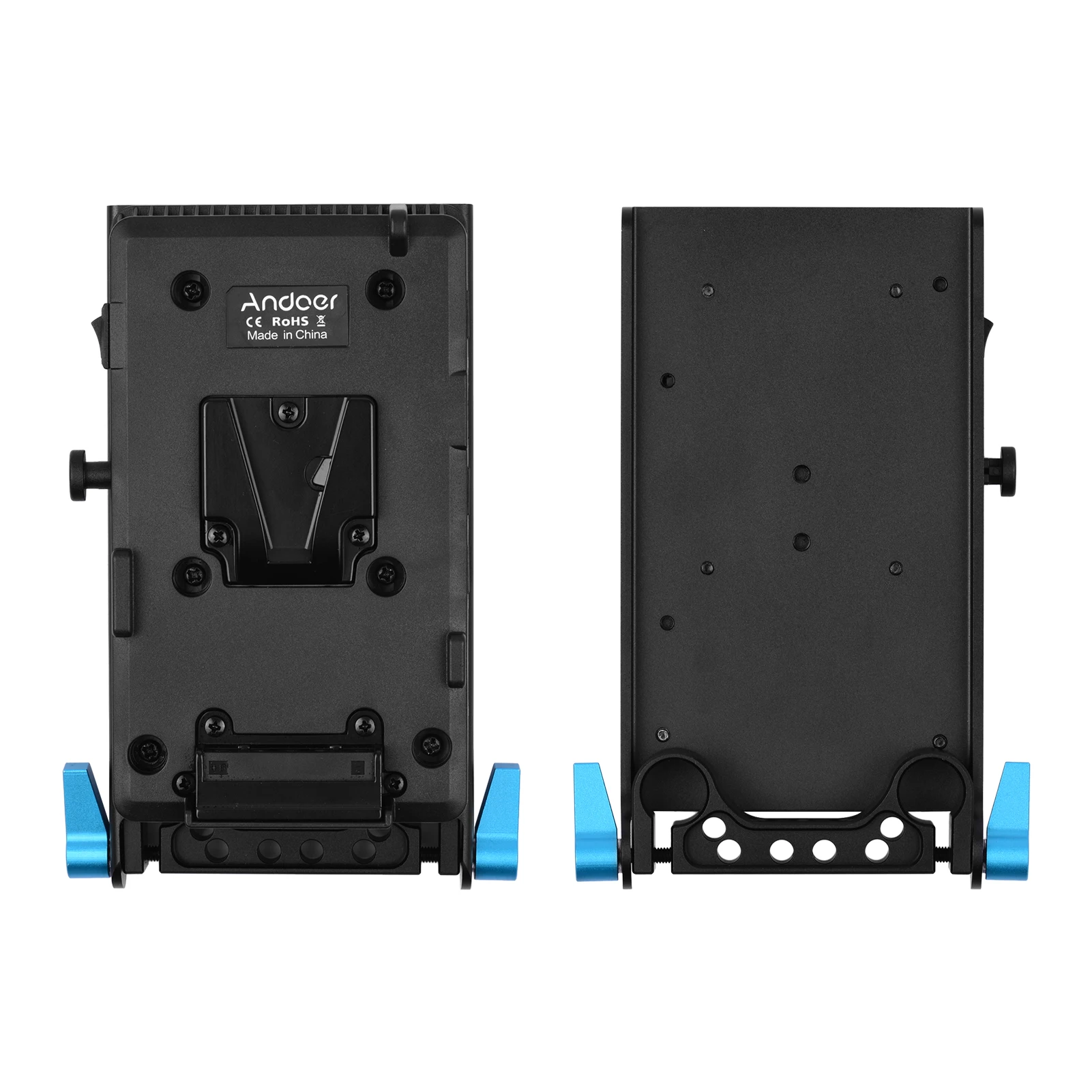V Mount V-lock Battery Plate Adapter 15mm Dual Hole Rod Clamp Power Adapter Replacement for 4K/6K Camera Video Light Andoer