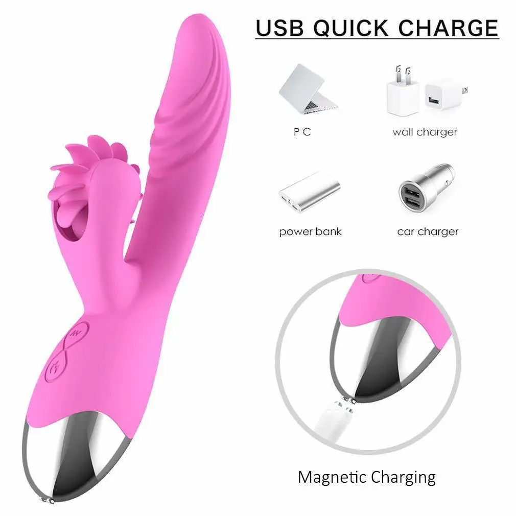 SeventhFeeling вращение язык губы лизать многоскоростной ручной массаж, USB Платные водостойкие для женщин (фиолетовый)