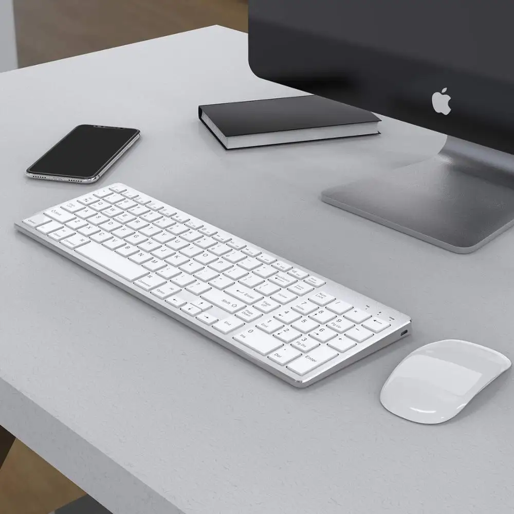 Стандартная полноразмерная беспроводная Bluetooth клавиатура Zienstar для Ipad MACBOOK