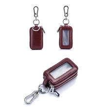 Кожаный домашний Автомобильный ключ сумка двухслойный мини-кошелек на молнии держатель для ключей с прозрачным окном Лучшая-WT