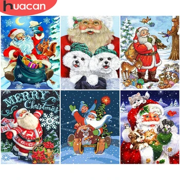 

HUACAN Paint By Number Santa Claus Drawing On Canvas HandPainted Art Gift DIY Pictures By Number Christmas Kits Home Decoration