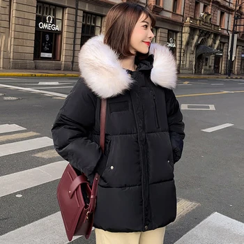 

new 2020 winter down cotton jacket women long coat parkas thickening Female Warm Clothes Rabbit fur collar down jacket T6