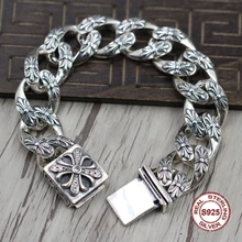 S925 мужской браслет из стерлингового серебра индивидуальный тренд крестоносца мозаичный Циркон в стиле панк ретро классический отправить подарок на любовь