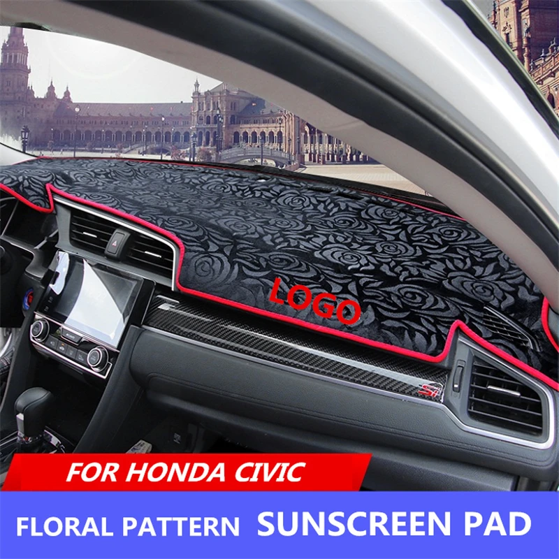 Light pad For Honda Ten generation Civic special instrument panel pad center console floral pattern sunscreen pad modification