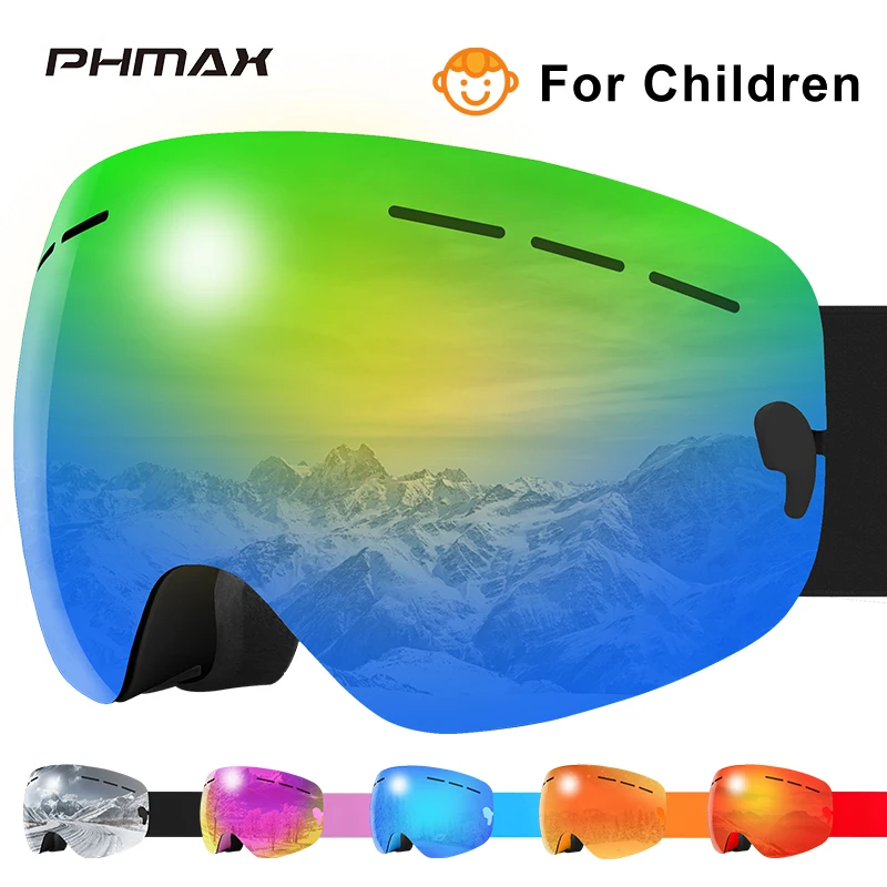 PHMAX детские лыжные очки зимние анти противотуманные для девочек и мальчиков УФ