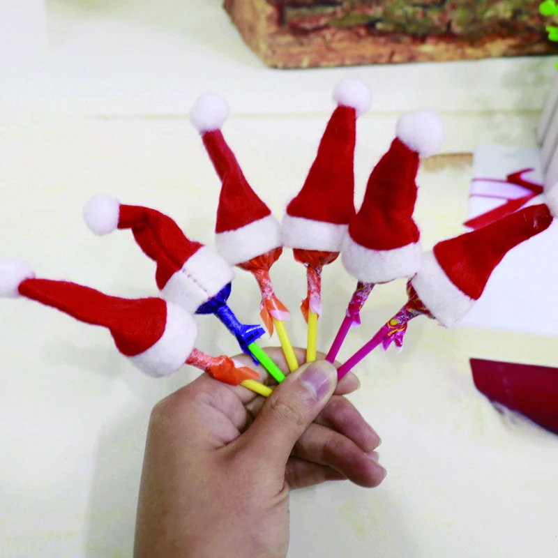 10 шт./лот мини Рождество Шапки красный Санта Клаус шляпа рождество на стол для домашнего ужина украшения Xmas вечерние палец Кепки игрушка год