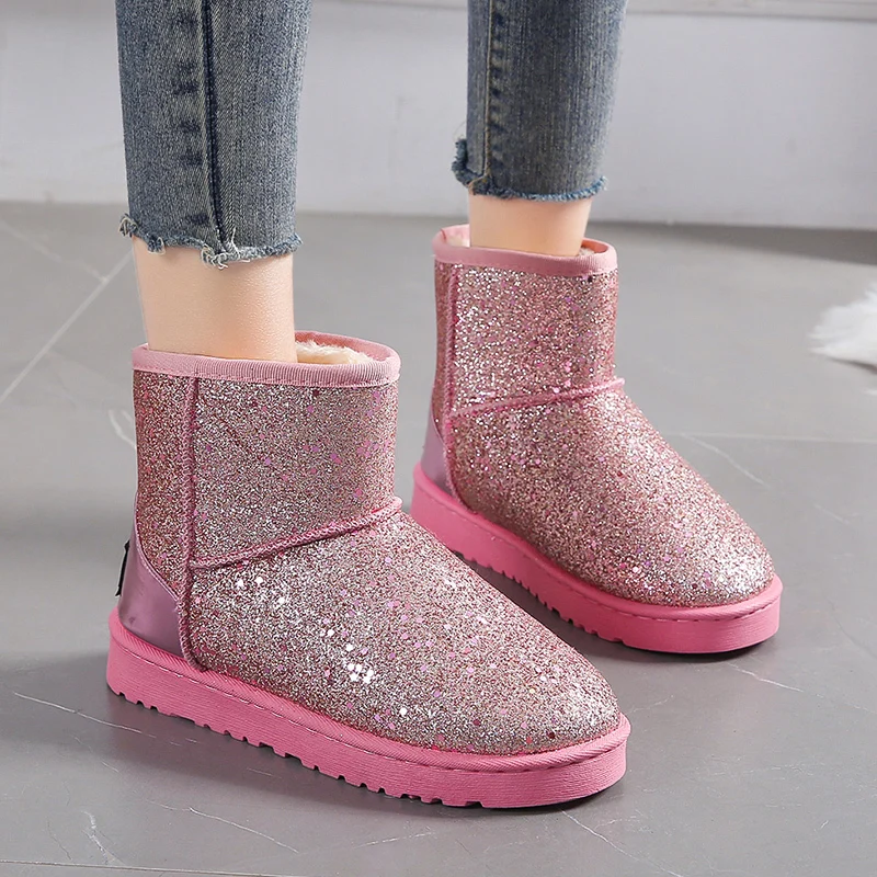 Женские ботильоны на плоской подошве повседневные теплые Нескользящие