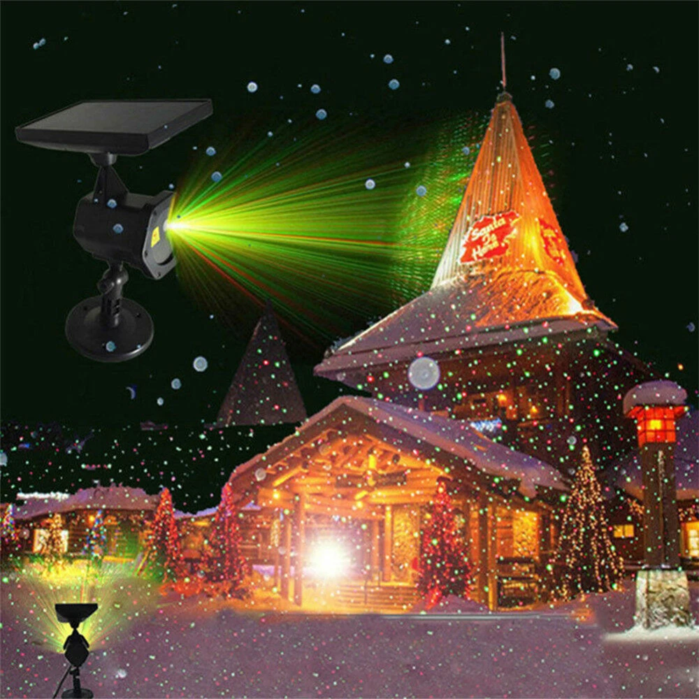 Открытый движущийся Полный небо Звезда Рождество Солнечный лазерный проектор лампа зеленый и красный светодиодный светильник для сцены открытый пейзаж газон садовый светильник