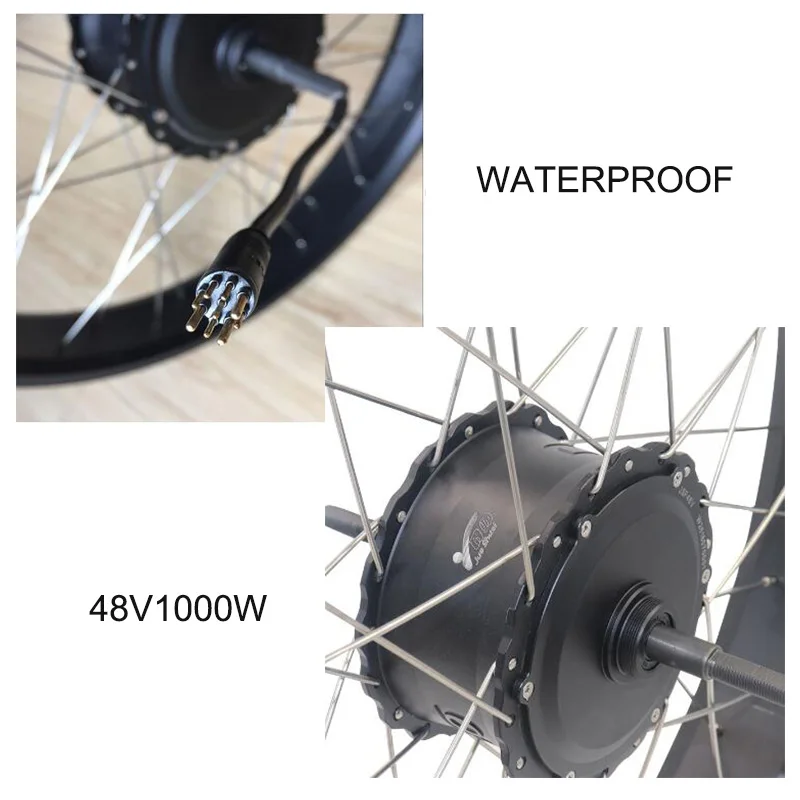48V 1000W электрический велосипед fat tire задний мотор ступицы колеса 2" 26" 4,0 Размер бесщеточный задний мотор E-bike Мотор колеса