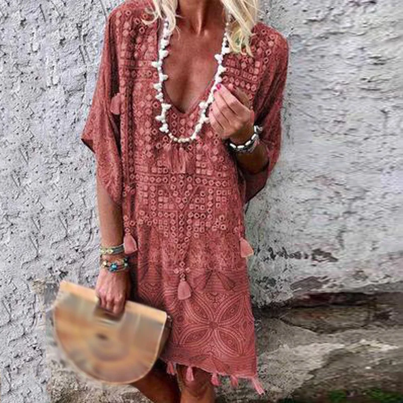

Women Dress Ladies Beach Summer Casual Stylish Party Loose Boho Clothing Vacation Baggy Fashion