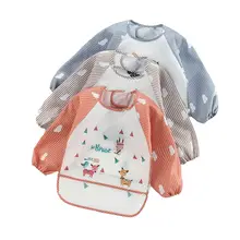 Babero de manga larga para bebé y niño pequeño, babero de alimentación impermeable, delantal con bolsillo