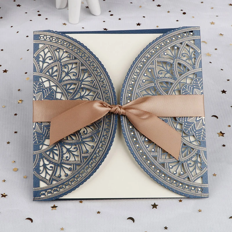 50 шт. элегантная Свадебная пригласительная открытка с лазерной резкой визитки