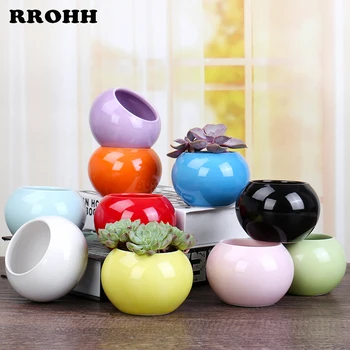 

Modern and Simple Spherical Color Ceramic Flower Pots Desk Ceramic Ornaments Succulent Plants Indoor Micro Landscape Flower Pots
