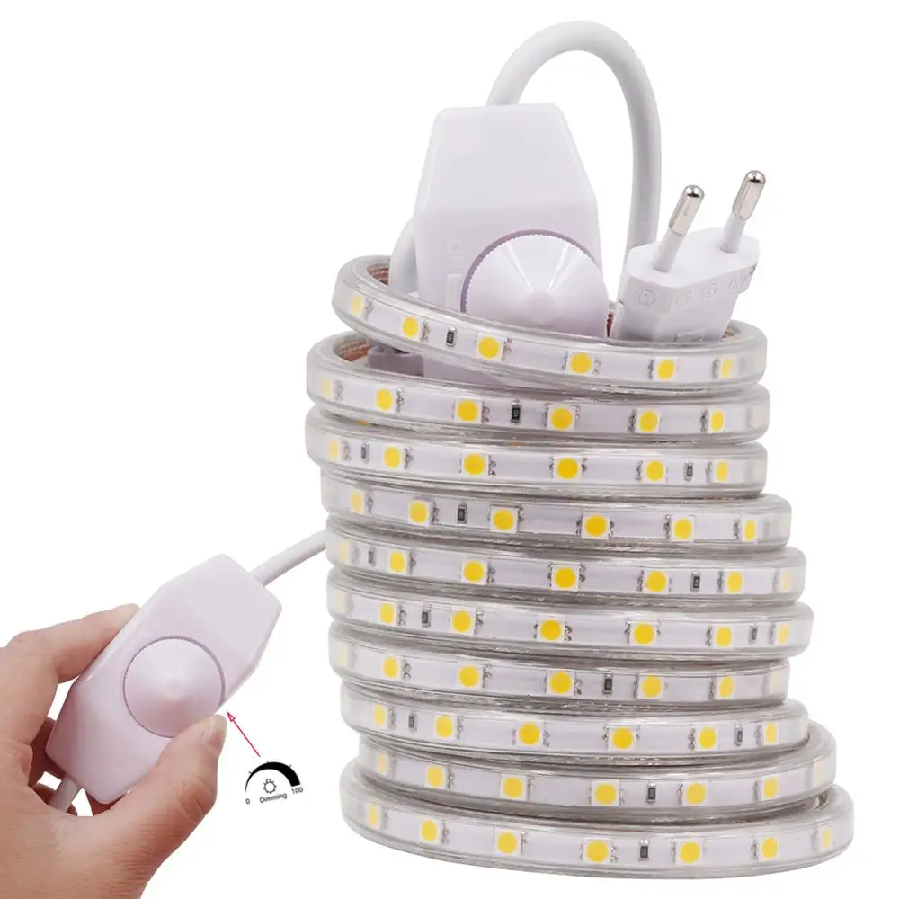Светодиодная лента 220 SMD 60 светодиодов/м 5050 в|220v led strip 5050|220v stripled |