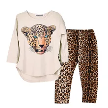 SAGACE/Одежда для девочек леопардовые штаны для маленьких девочек топы с принтом тигра, комплекты одежды модный детский осенний костюм с длинными рукавами