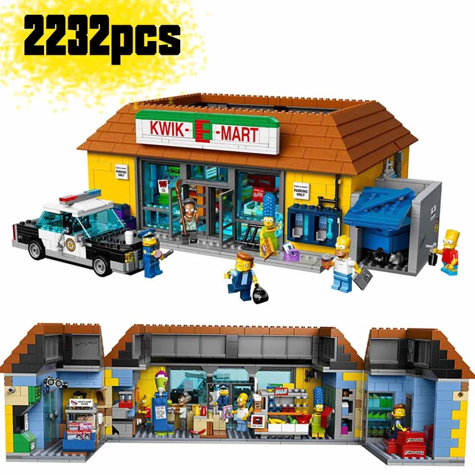 Симпсон дом Kwik E-Mart совместим с 16004 71016 строительный блок кирпичная Модель Детская