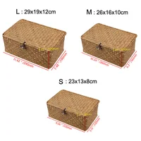 Rectangular Desktop Storage Box Hand Woven Storage Basket Rattan Wicker Basket for Sundries Clothes Container Desktop Organizer 3
