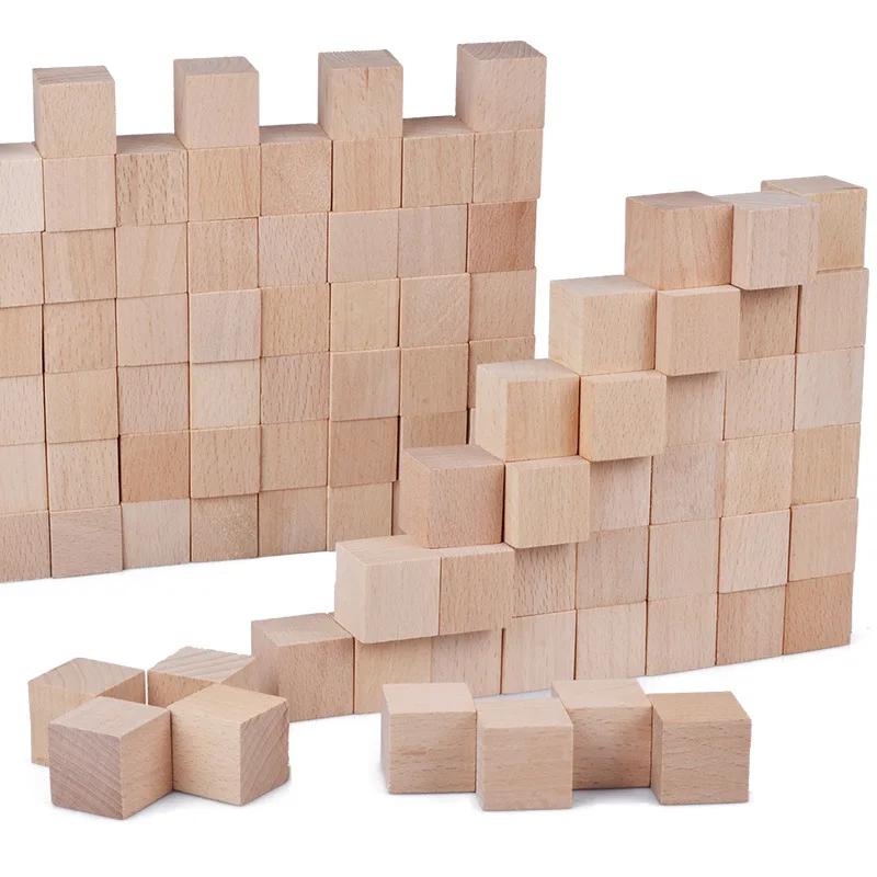 

100 Tablets Logs Large Pieces Wooden Cube Building Block Children'S Educational Mathematics Teaching Aids Assembling Building Bl