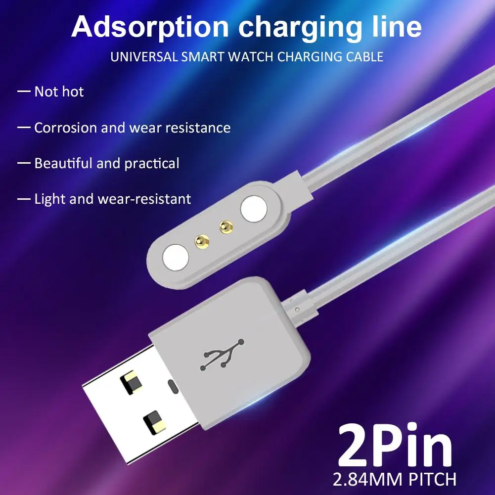 

New 2.84 Mm Universal Smart Watch Charging Cable Zinc Alloy Adsorption Charging Data Cable For 2pin 2.84 Pitch Smart Watches