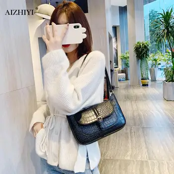 

Crocodile Leather Tote Women Small Shoulder Bag Lady's Vintage Messenger Bag Fashion Subaxillary bags Luxury Brand Bolsa