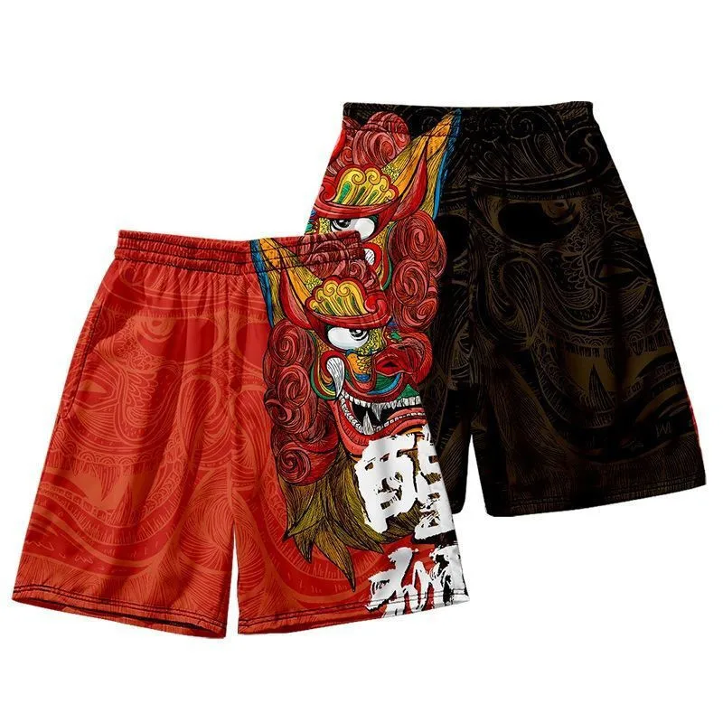 

Dragon and Lion Dance Print Loose Sport Shorts Men Women Hip Hop Summer kimono Short Pants Hot Sale Sweatpants