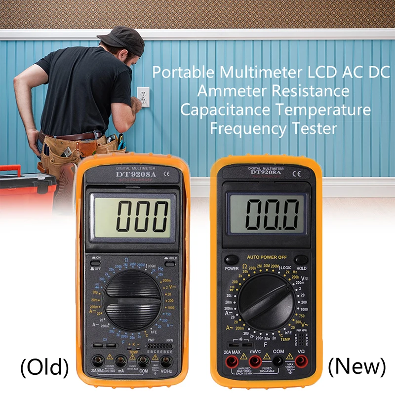 DT9208A Многофункциональный мультиметр Профессиональный ЖК-цифровой мультиметр Амперметр Вольтметр Сопротивление измеритель емкости ручной