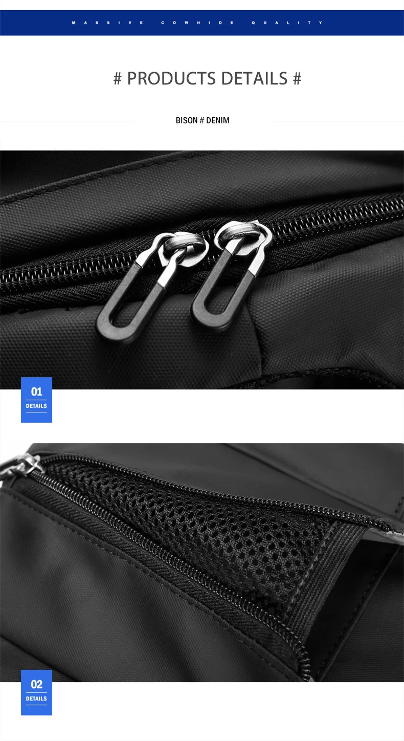 BISON DENIM рюкзак большой емкости мужской 17 дюймов ноутбук школьный рюкзак USB зарядка выходные путешествия рюкзак N2767