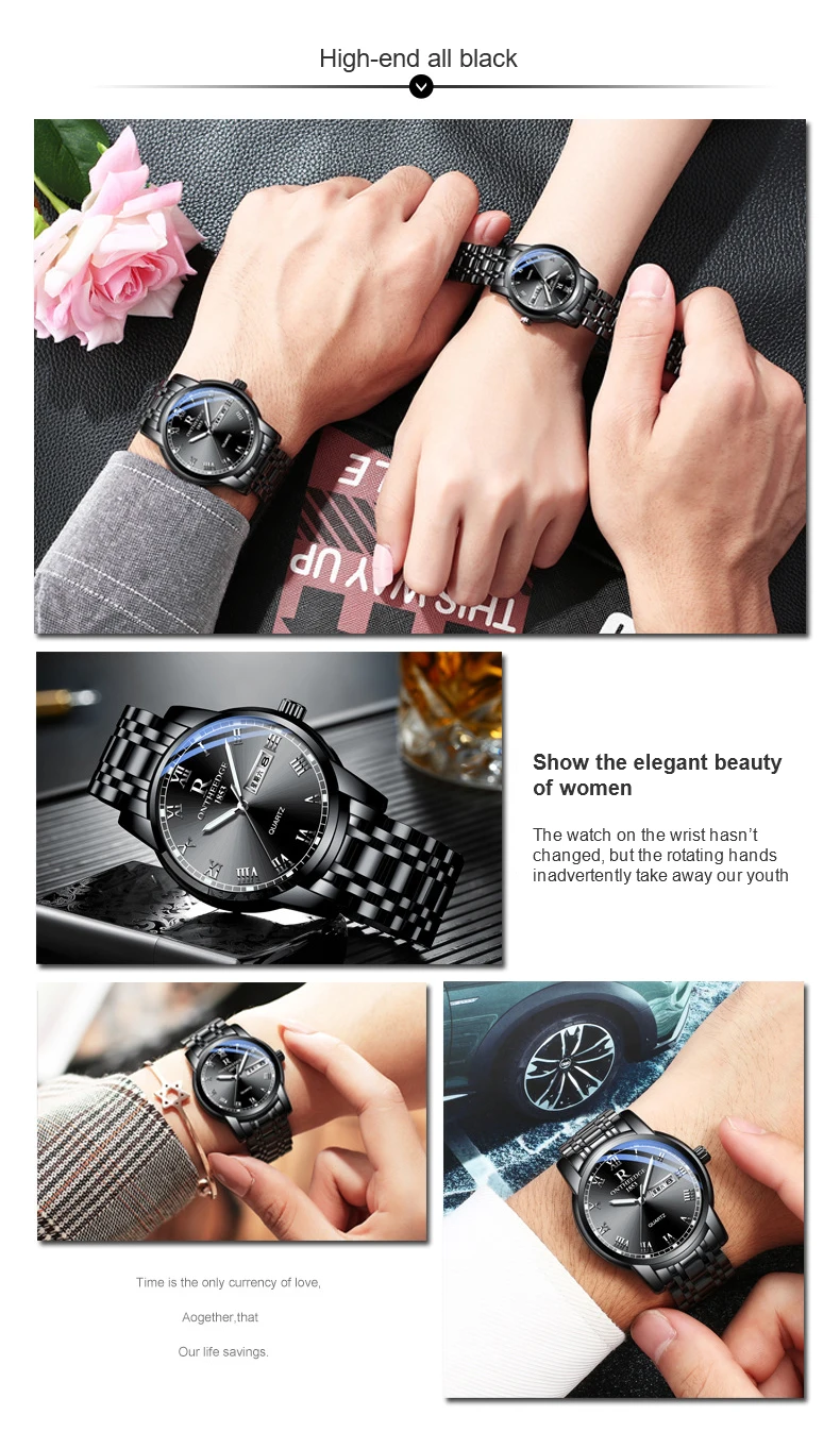 Ruizhiyuan Band Steel Watch Men's and Women's Genuine Quartz Watch Three-pin Business Non-Mechanical Watch