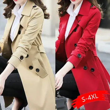 

4XL 2020 New Spring Autumn Women's Korean Windbreaker Female Large Size Long section Chic Trench Coats