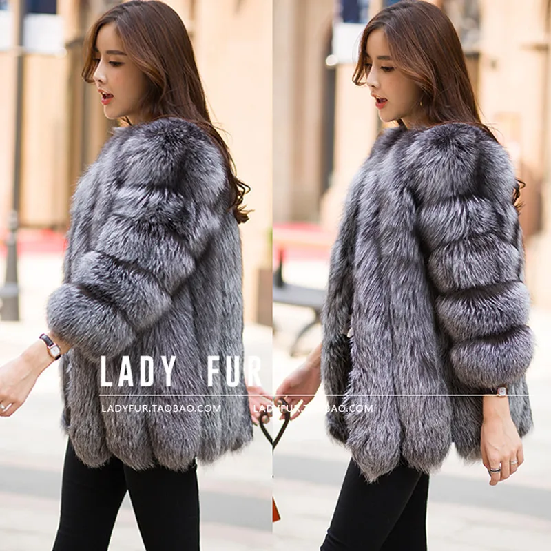 Autumn Winter coat Fluffy 6XL Silver Fox Fur coat outerwear women's imitation fur coat plus sizeS-4XL