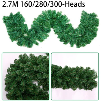 

2.7M Artificial Green Spruce Christmas Garland Wreath Xmas Pine Tree Rattan Decoration For Home Stair Fire Surround Shop Display