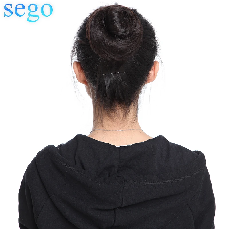 sego European Human Hair Non-Remy Rubber Band Chignon 23g Black Brown Natural Dount Chignon 6 Colors 100% Human Hair Pure Color