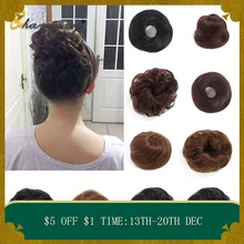 Очаровательные вьющиеся резинки для волос шиньон с резинкой коричневый черный милый Синтетический волос кольцо обертывание на грязный пучок хвостики