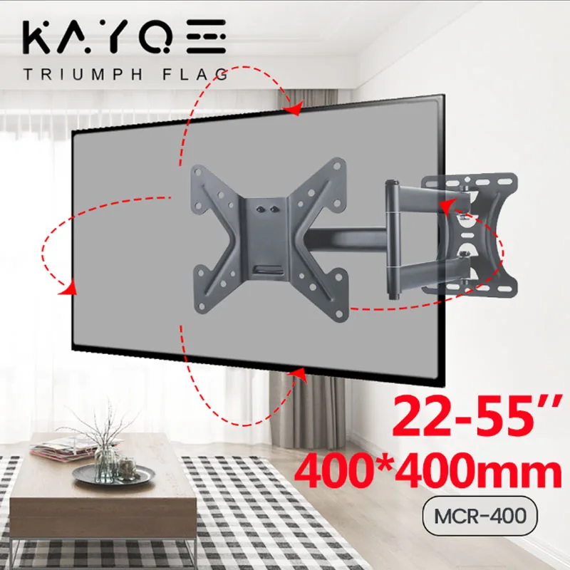

KAYQEE Full Motion TV Wall Mount Bracket for 25-55 Inch TVs – Extend, Tilt and Swivel Your TV VESA 400*400mm