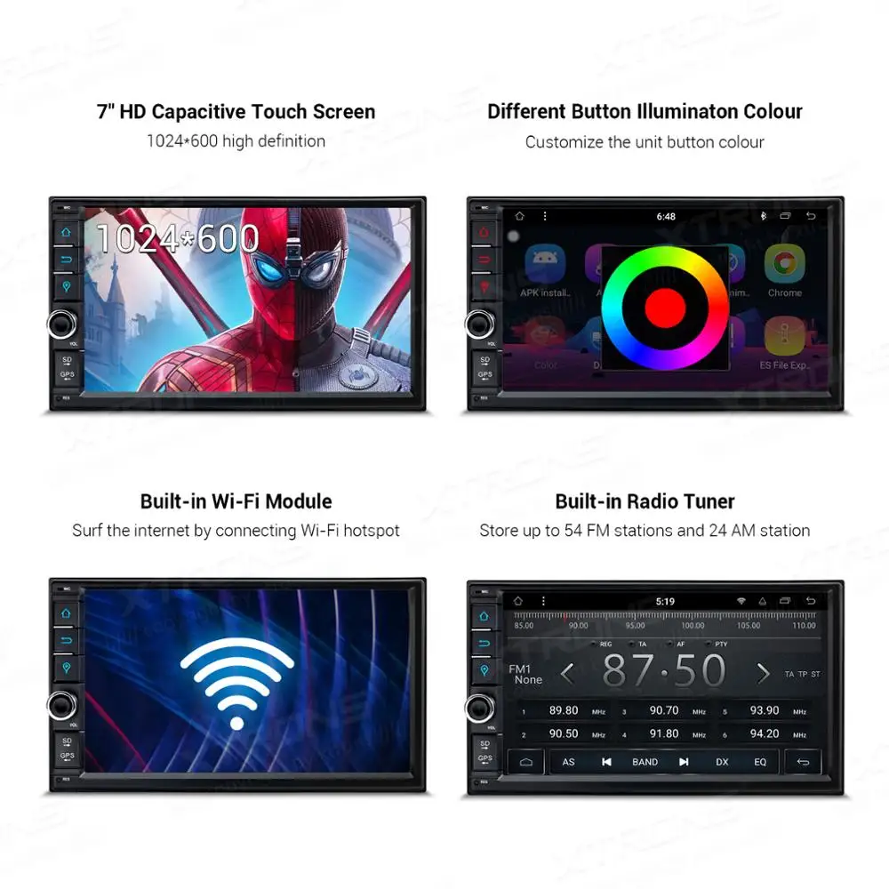 XTRONS 2 Din " Android 9,0 Восьмиядерный универсальный автомобильный Радио стерео плеер gps навигация DAB+ Bluetooth OBD DVR USB без DVD