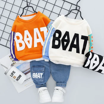 

Autumn Boy Clothes Letter Handsome 2020 Casual Children's Boys Girl Outfit Set Fashion Tracksuit Cotton T-shirt Jeans