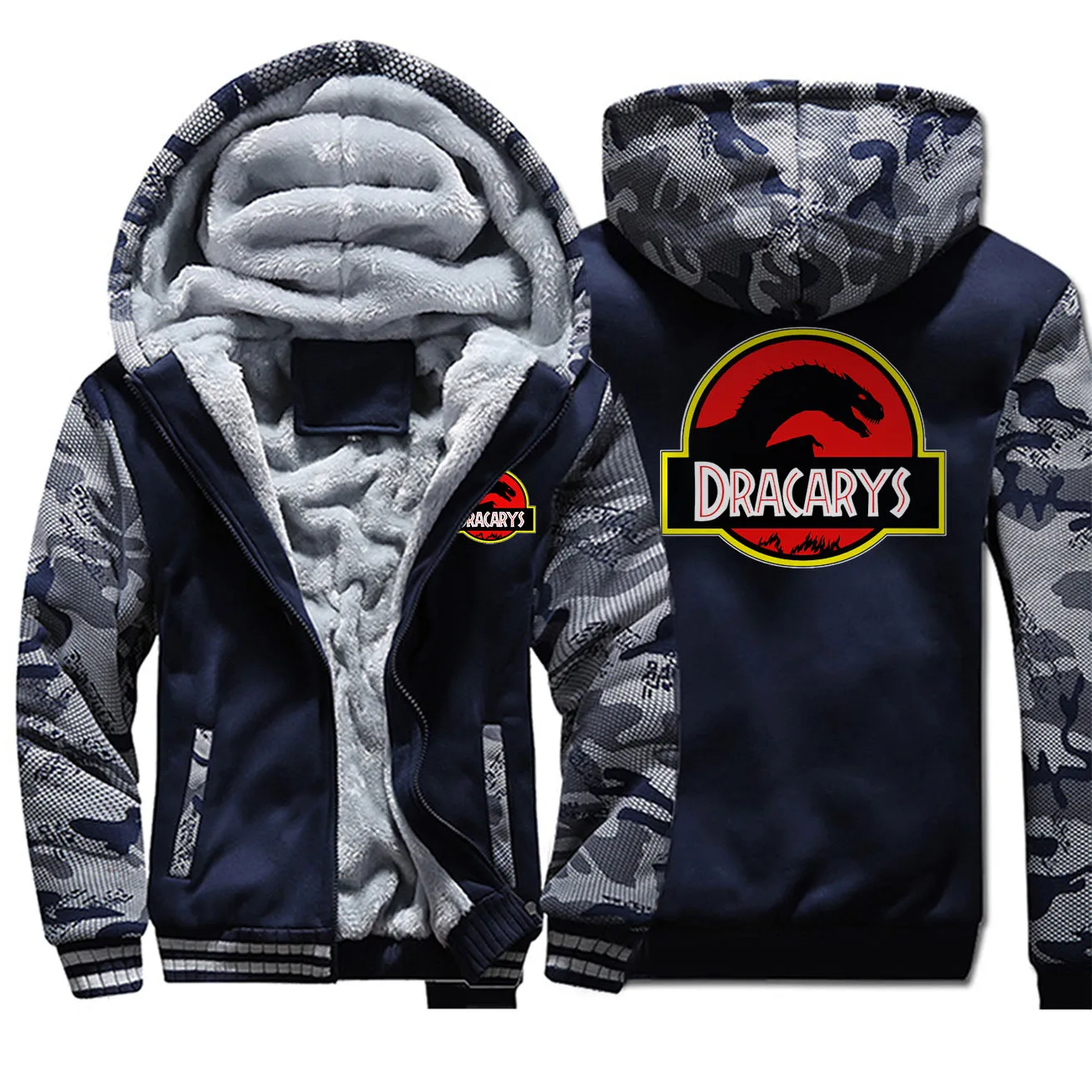 Dracarys Игра престолов Зимние новые толстовки реглан мужские камуфляжные модные пальто толстые спортивные толстовки теплая одежда
