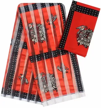 

african fabric pure silk fabric organza fabric abkara african wax print fabric 2+4yards organza ribbon silk for dress MM-B2