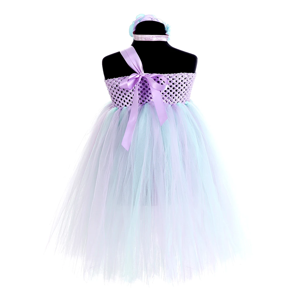 Lavender Blue Under the Sea Princess Ariel Dress Flower Princess Kids Girl Party Dresses for Girls Clothes Bithday Tutu Vestido (3)