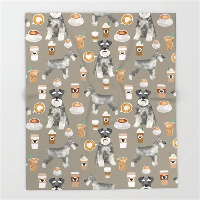 

Schnauzer coffee dog Coral Fleece Fuzzy Blankets on Bed Schnauzer Throws Bedsheet for Kids Girls