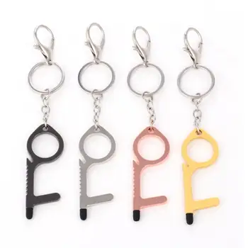 

1 Pcs Hygiene Hand Antimicrobial Keychain EDC Door Opener & Stylus Portable Press Elevator Tool Door Handle Key