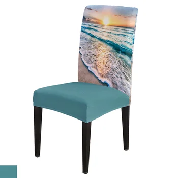 

Blue Sea Waves Sunset Sunshine Chair Cover for Dining Room Chairs Covers High Back Living Room Chair Cover Sets for Home Kitchen