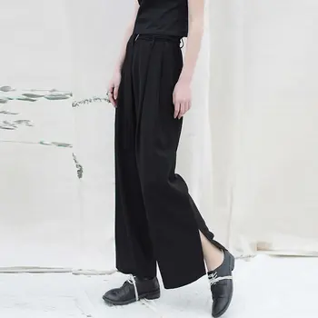 

Loose High Waist Slim Split Pants Women Clothes 2020 Spring New Fashion Sashes Flat Plus Size Loose Pocket Straight Pants XJ4361