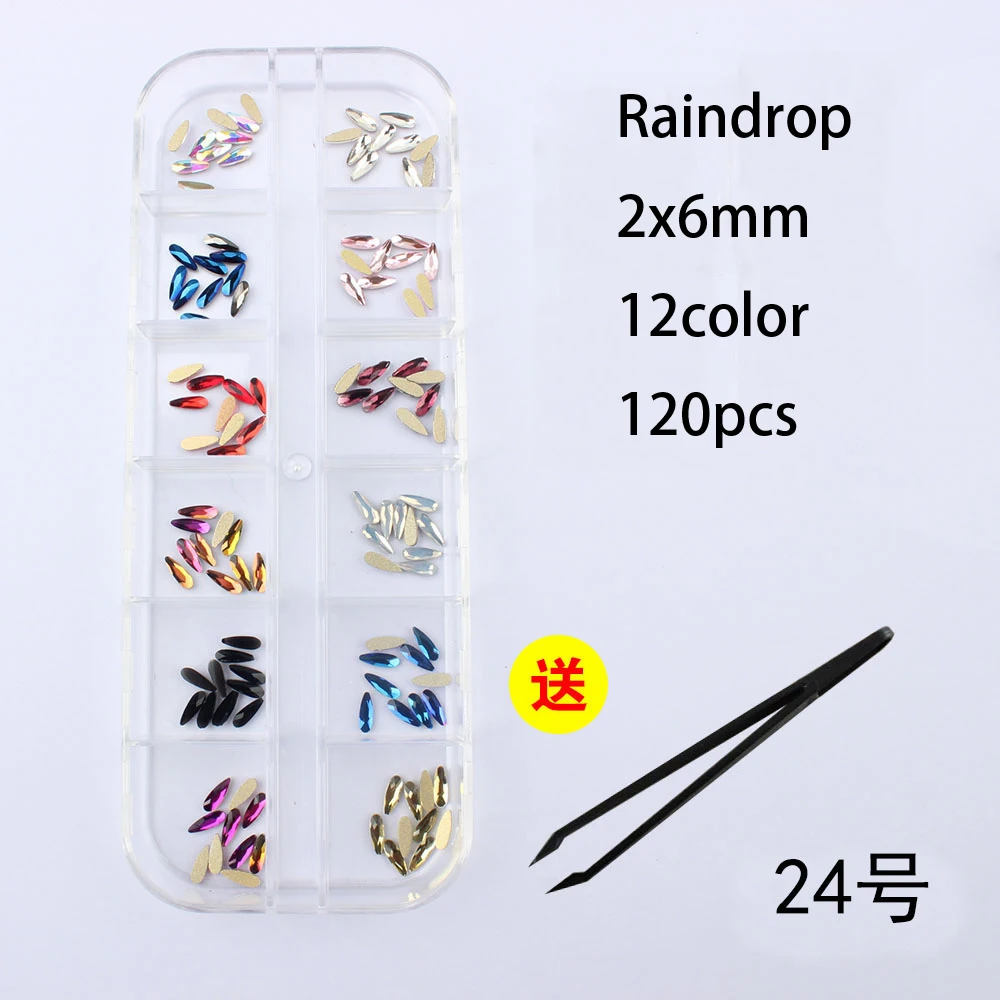 New listing 12 mesh nail art rhinestone mixed shape fancy stained glass crystal 3D nail decoration free shipping - Цвет: NO24