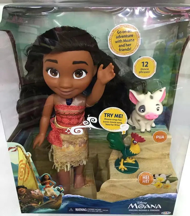 

[ Funny] 3pcs/set Moana Talks Sing How Far I'll Go Luminescence Friends PUA HEI HEI pig PVC Figure Soft Stuffed Dolls model toys