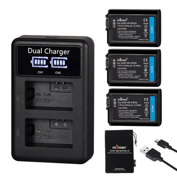 

Mamen 3Pcs NP-FW50 NP FW50 NPFW50 Digital Camera Battery 2100MAh + LCD Dual Charger for Sony NEX-3 A7R A6500 A6300 A6000 A5000 A
