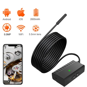 

5MP Wireless Endoscope HD WiFi Borescope Waterproof Snake Inspection Camera With Rechargeable 2600mAh Battery For IOS/Android