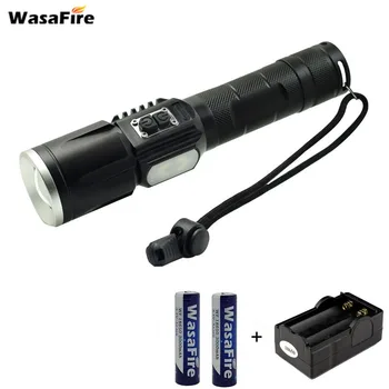 

1*T6+6*COB Zoom 7 Modes LED Flashlight Self Defense Lanterna Rechargeable Working Lamp with 18650 Battery+Charger for Camping